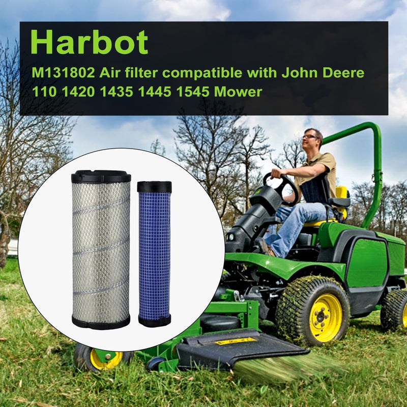 Harbot فلتر الهواء الخارجي Harbot M131802 مع فلتر داخلي M131803 لجون دير 2305 2320 110 1435 1420 1445 1545 1565 - Image 2